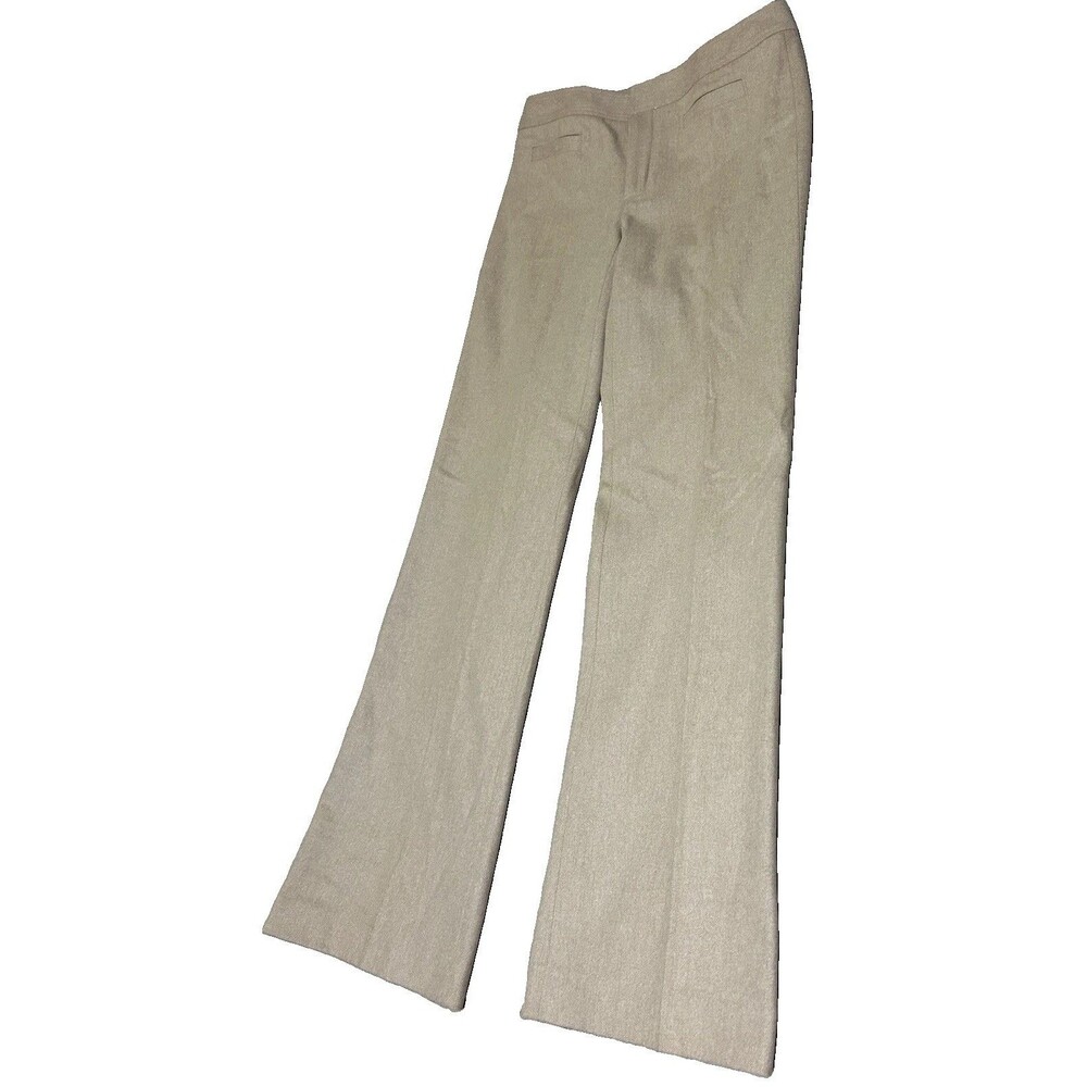 Banana Republic Harrison Wool Cashmere Trousers Wide Leg Beige Size 2 Minimalist